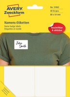 Avery Zweckform Namens-Etiketten, 80 X 54 Mm, AblöSbar, Weiß 1 Bis 20X Spare 53%