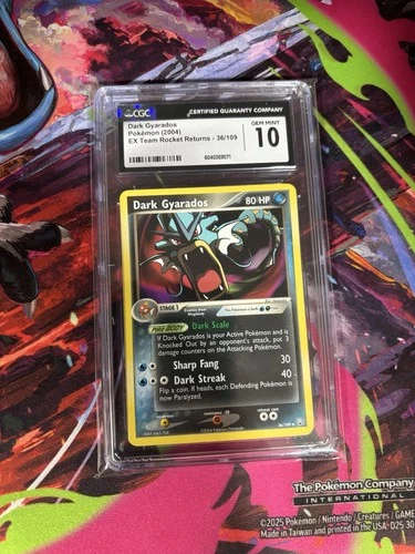 CGC 10 GEM MINT Dark Gyarados 2004 EX Team Rocket Returns 36/109 Pokemon Card