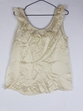 NWT J Crew Silk Blouse Womens 6 Ivory Satin Ruffle Tiered Sleveless Scoop
