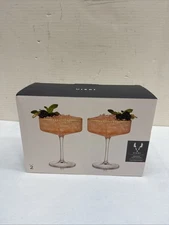 Viski Meridian Vintage Coupe Glasses, Art Deco Champagne Coupe Glassware, Gol...