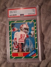 1986 TOPPS JERRY RICE ROOKIE CARD #161 PSA GRADED NM 7 EXCELLENT CONDITION. rookie card picture