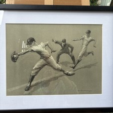 1950s Baseball Lithograph By August Von Munchhausen Out At Home