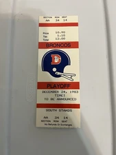 1983 Vintage NFL TICKET Denver Broncos AFC Playoff Dec 24