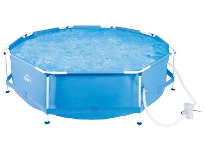 CRIVIT Metal-Frame-Pool, Ø 300 x H 76 cm, inkl. Filterpumpe
