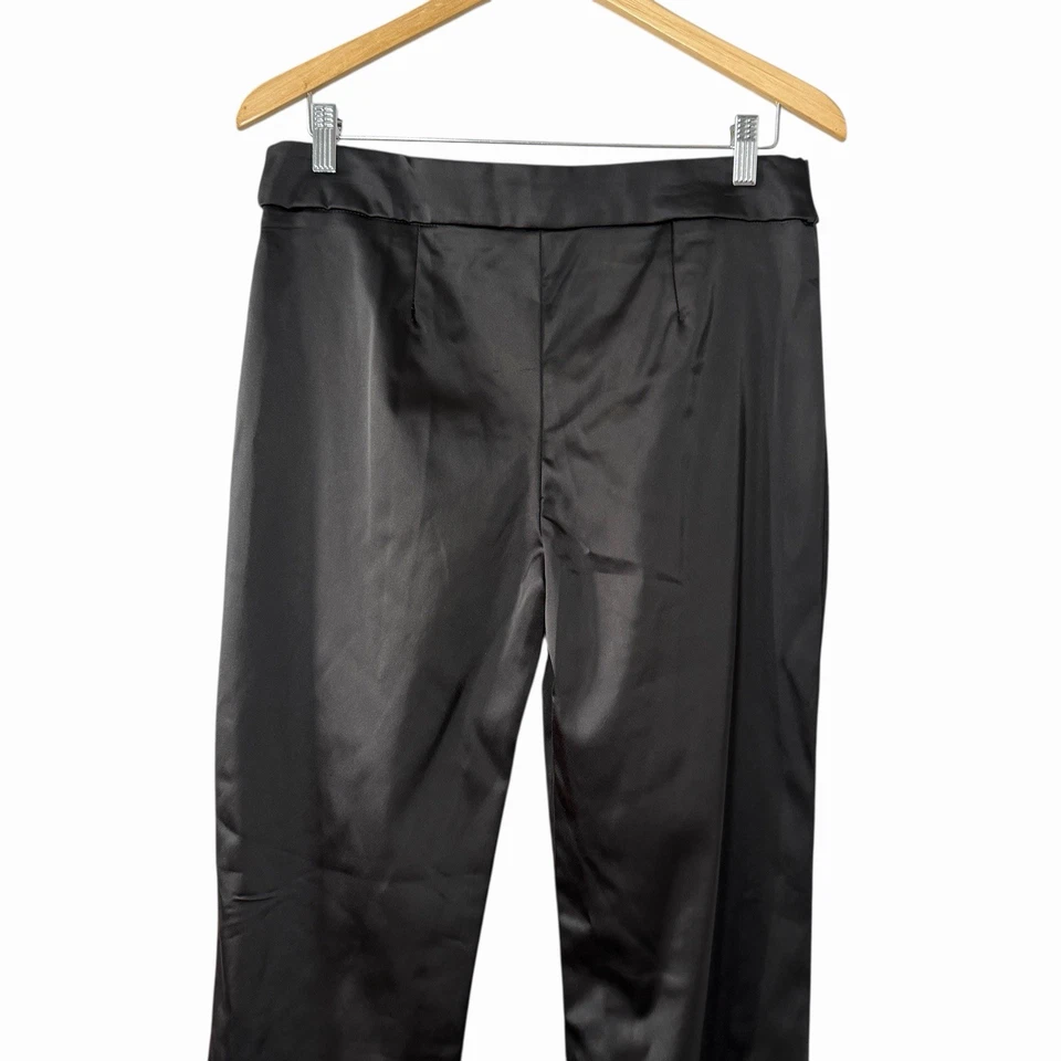 Pantalones de vestir de satén negros para mujer MSK de colección talla 8 estilo pierna acampanada 36831 hechos en EE. UU. Foto 4 de 4