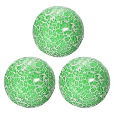 3Pcs Decorative Glass Balls 3.15 Inch Mosaic Glass Ball, Green