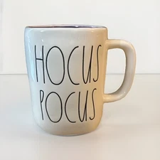 Rae Dunn HOCUS POCUS Mug Halloween White Purple Inside 16oz Long Letter LL NWT