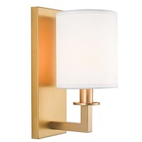 Wandlampe Wandleuchte 1-Flammig Metall Stoff 30 Cm Hoch In Messing Weiß E14