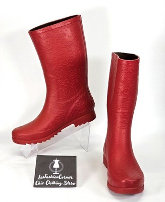 UGG Women's Red Rubber Wilshire Logo Rain Boots Size 7 1836