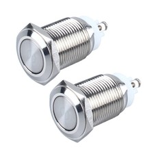 2-Pack 16mm Latching Metal Waterproof Push Button Switch ON-Off 5/8" Mounting...