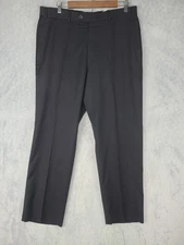 Ermenegildo Zegna Pants Mens 36 Black Wool Dress Trousers Made Italy Flat Front