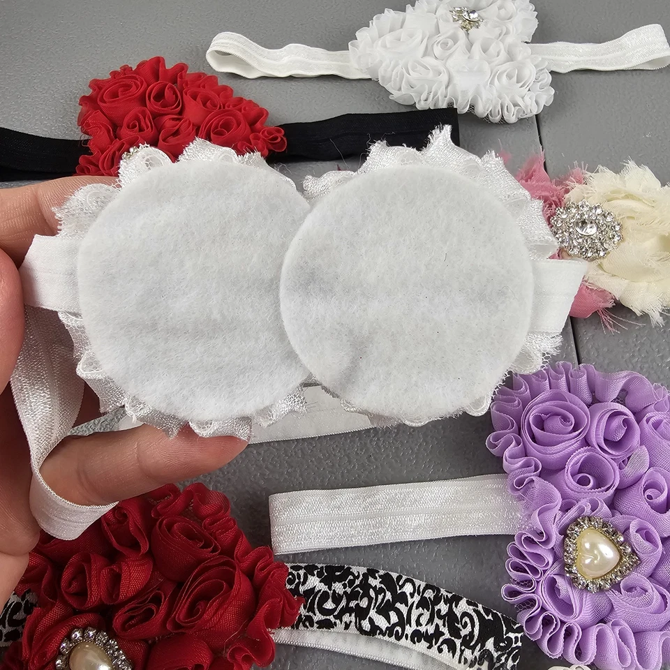 Diadema para bebé niña 7 piezas flor moño perla estrás 6M-niño pequeño (estante 9) Foto 2 de 4