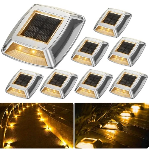 Solar Driveway Lights Outdoor Yard Sidewalk LED Solar Dock Deck Step Stairs Lamp