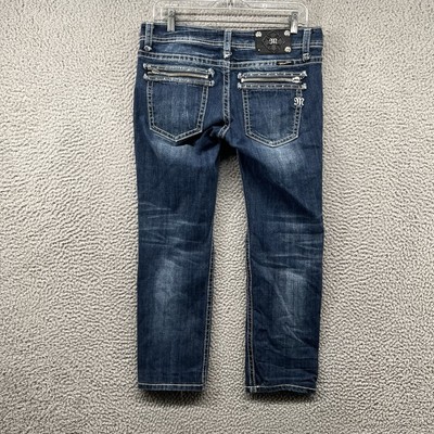 Miss Me Skinny Jeans Womens 30 Fit 30x28 Low Rise Blue Denim Pants Crop Y2K