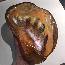 Epic Vintage MCM Blenko ~ Iridescence Freeform bowl ~ Rare Style