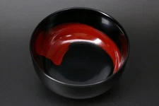 Owan Japanese soup bowl Echizen Lacquerware Handcraft Black Brush Marks