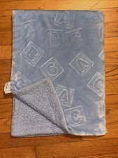 Lullaby Kids Blue Embossed Alphabet A B C Blocks Plush Baby Blanket/Lovey