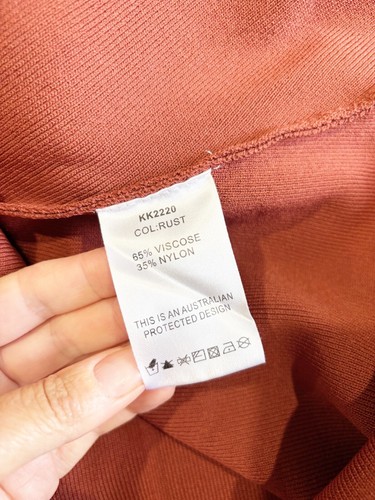 KOOKAI Dress Size 2 (Aus 8-10) Rust Long Sleeve Fitted Stretch Knit Winter Dress - Picture 8 of 9