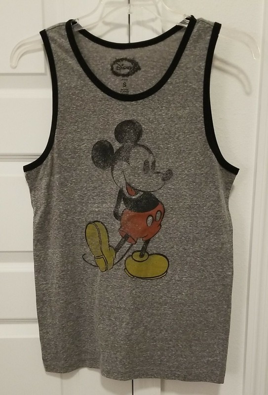 Disney Classic Mickey Mouse Sleeveless Shirt Tank Grey/Blk Small