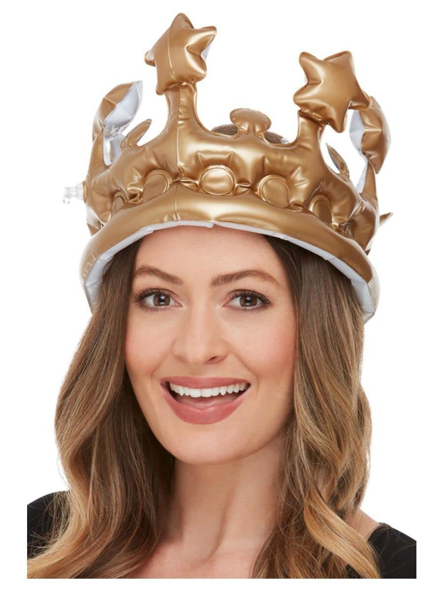 Smiffys Inflatable Crown, Gold