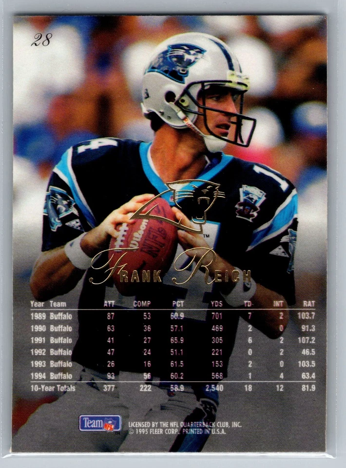 1995 Flair #28 Frank Reich PANTHERS - Image 2 of 2