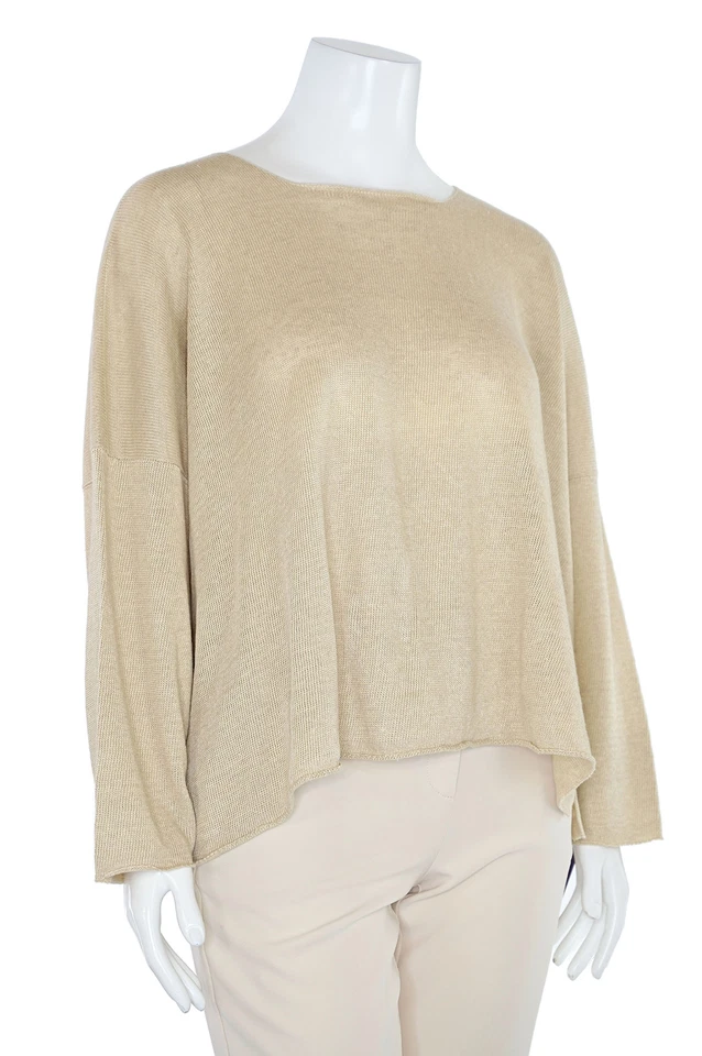 Eskandar Bateau шеи коробка вырез льняной вязаный свитер в натуральный sz 1SZ - Изображение 3 из 4