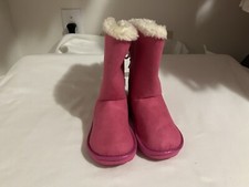 OSHKOSH B'GOSH LITTLE GIRLS PINK FUR TRIMED PULL ON BOOTS SIZE 11 NEW