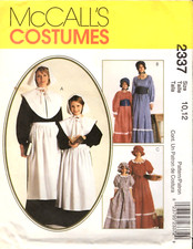 Misses Pilgrim, Pioneer, Early American Costume McCalls Sewing Pattern 2337