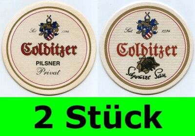 2 Stück Bierdeckel Colditzer Pils & Schwarze Sau - Brauerei 1996 geschlossen