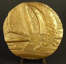 Medaillon Segelboot Rennen Segelboot Sailing Boat Race 595g 12,7 cm Medaille