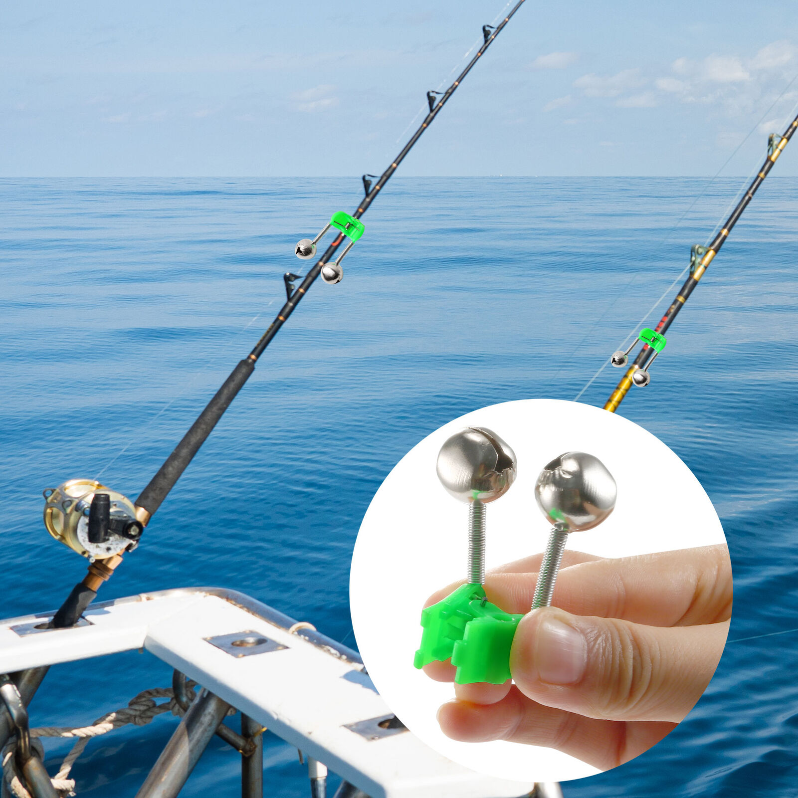 Unique Bargains 10 Pcs Spring Loaded Clip Bite Alert Double Fishing Rod Alarm Bells