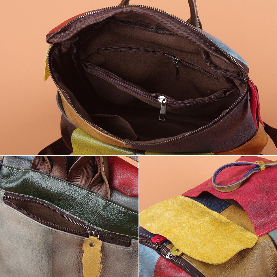 Vintage leather handbag multi-functional suede cowhide