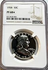 EXQUISITE 1958 NGC" PF-68 STAR" PROOF FRANKLIN HALF DOLLAR, AWESOME !!!