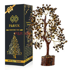 Tiger Eye Crystal Tree Of Life, Gemstone Meditation Healing Handmade Reiki New