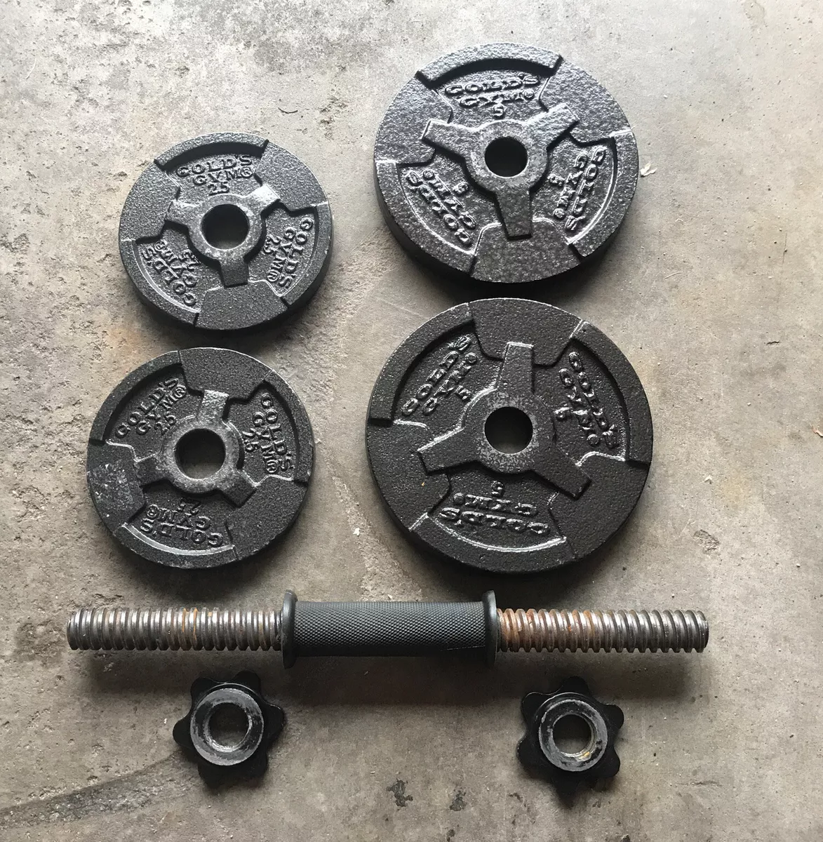 GOLDS Gym 15 Dumbbell Set 2 2.5 2 5lb Plus Bar And Screw On Tighteners
