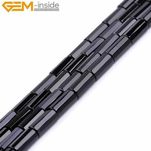 AA Natural Black Agate Onyx Faceted Column Gemstone Loose Beads Jewelry Making - Picture 39 of 72
