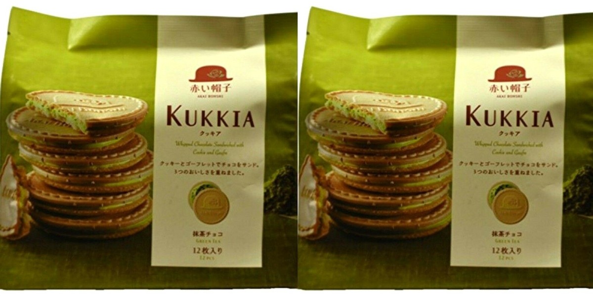 2 Packs Akai Bohshi Kukkia Matcha Chocolate Cookies Japan 12 Pcs