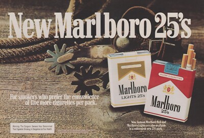 1984 Marlboro 25's Cigarettes - Spurs Rope Cowboy Gear - 2 Page Print Ad  Photo