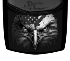 American Bald Eagle Head Flag Car Truck Vinyl Decal Graphic Black USA Hood Wrap