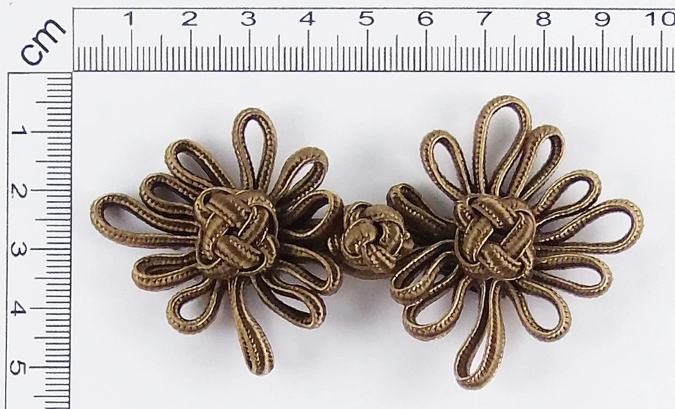 Cierres de botones de ranas-tapo oscuro-4"x2"-flor de ángel - 1 par/paquete - #FG4754 Foto 2 de 4