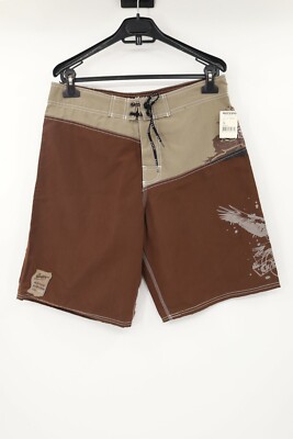 GECKO hawaii men's size 34 riding co shorts boardshorts brown eagle print