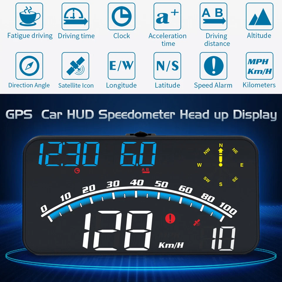 Digital GPS Speedometer Universal Car HUD Head Up Display MPH Overspeed Alarm AU - image 4 of 4
