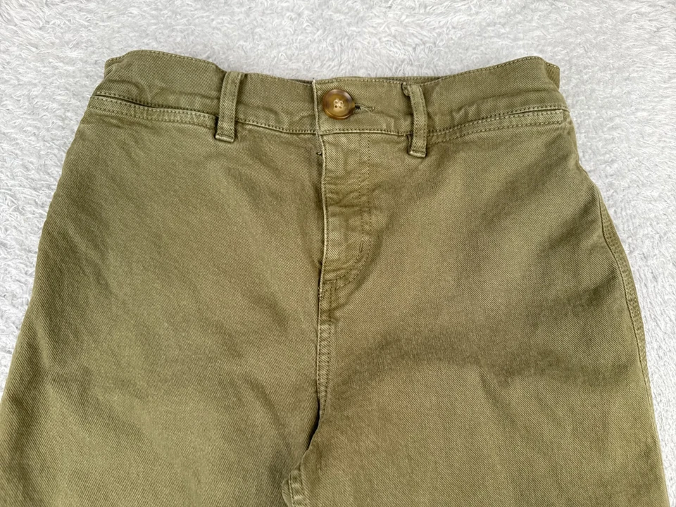 Pantalones de mezclilla Lou & Grey para mujer 27 verde pierna ancha tiro medio mezcla de algodón 26x25 Foto 4 de 4