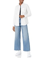 Damen Regular-Fit Langarm Popeline Hemd Weiß S Amazon Essentials