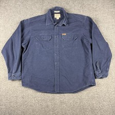 Woolrich Shirt Mens XL Blue Expedition Chamois Heavyweight Workwear Button Up