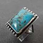 REMARKABLE Old 1940s TURQUOISE Sterling Silver RING size 10 Vintage Pawn