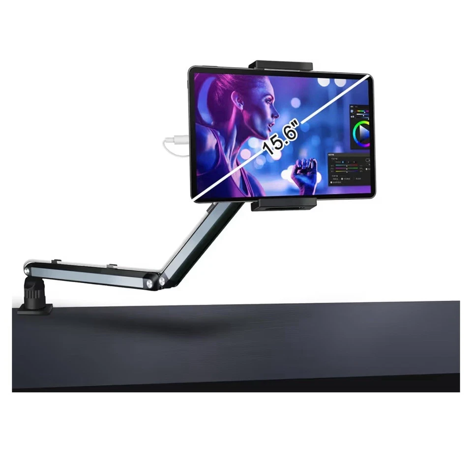 Adjustable Aluminum Tablet Desk Clamp Stand for iPad Pro Air Mini Surface Galaxy - Image 2 of 4