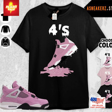 Shoe Dripping 4s T-Shirt Matching Tee Shirt To Match Jordan 4 Orchid Sneaker