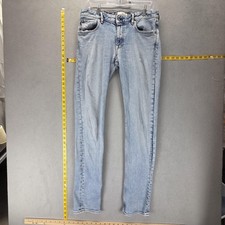 Stone Island Jeans Mens 30x34 Blue Type SK Light Wash Slim Skinny Logo Zip Fly