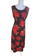 Studio I Vintage 90s Floral Maxi Dress Sz 12 Sleeveless Navy Red Cottagecore